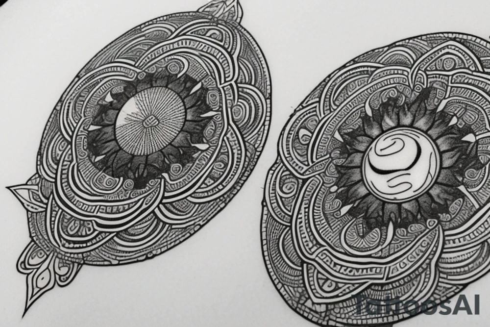 Tattoo of the moon and earth entwined in mandala tattoo idea