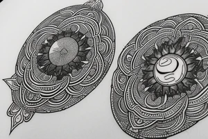 Tattoo of the moon and earth entwined in mandala tattoo idea