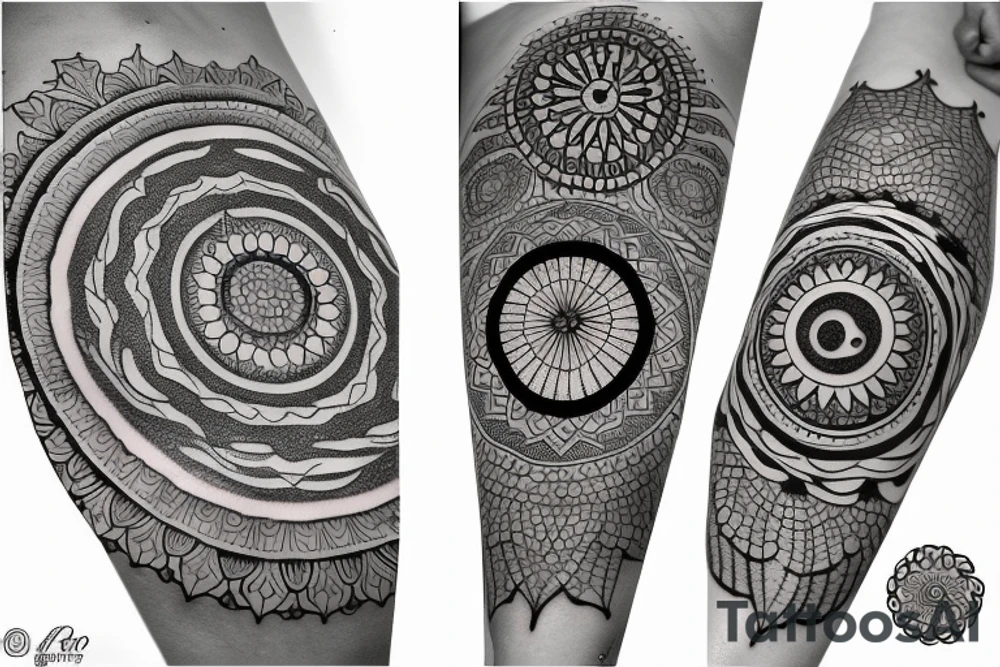 Tattoo of the moon and earth entwined in mandala tattoo idea