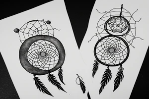 Tattoo of the moon and earth entwined in dream catcher tattoo idea