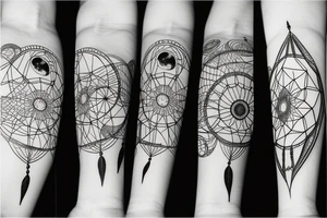 Tattoo of the moon and earth entwined in dream catcher tattoo idea