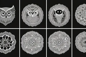 Moon, earth, owl in a mandala tattoo idea