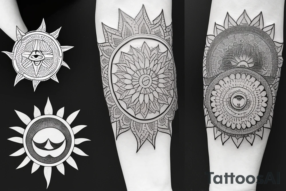 Moon, sun, earth, mandala tattoo idea