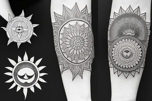 Moon, sun, earth, mandala tattoo idea