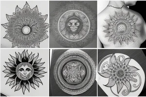 Moon, sun, earth, mandala tattoo idea