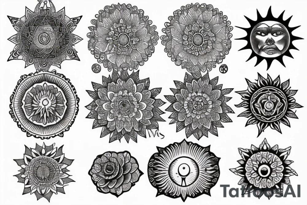 Moon, sun, earth, mandala tattoo idea