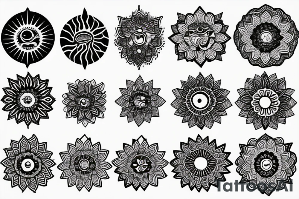 Moon, sun, earth, mandala tattoo idea