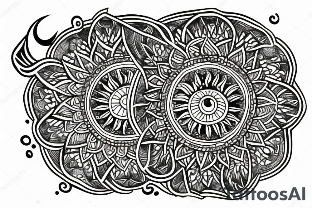 Moon, sun, earth, mandala tattoo idea