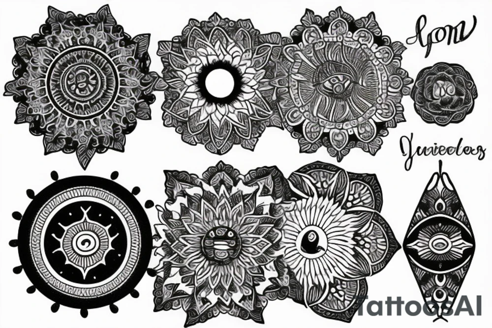 Moon, sun, earth, mandala tattoo idea