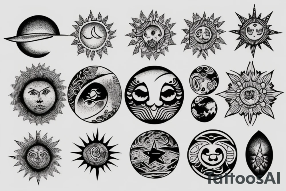 Moon, sun, earth, connection tattoo idea