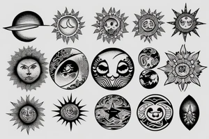 Moon, sun, earth, connection tattoo idea