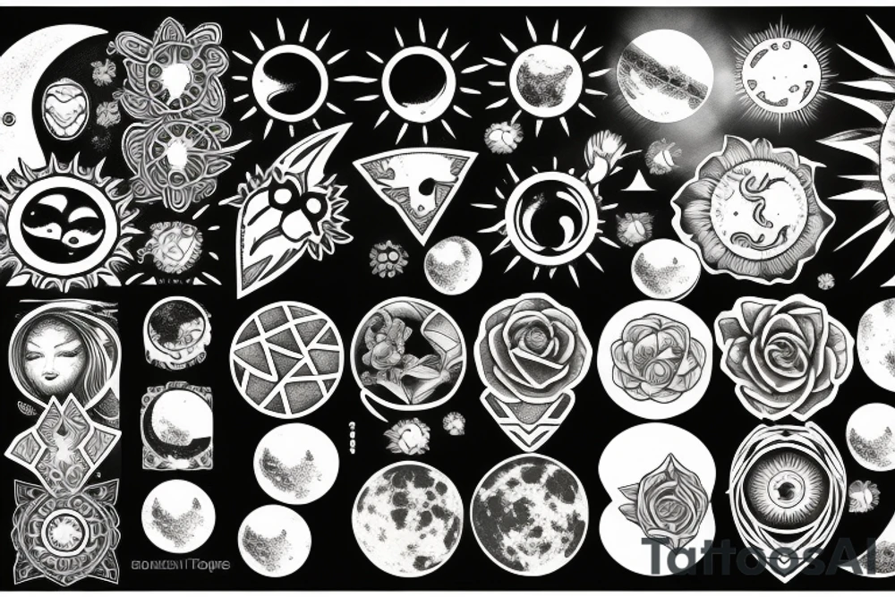 Moon, sun, earth, connection tattoo idea