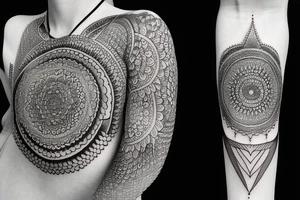 Moon and mandala tattoo idea