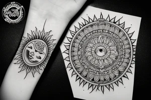 Moon and sun mandala tattoo idea