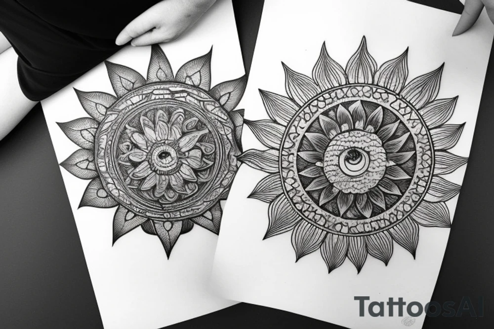 Moon and sun mandala tattoo idea