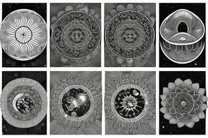 Earth, moon, waves mandala tattoo idea