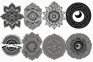 Earth, moon, waves mandala tattoo idea
