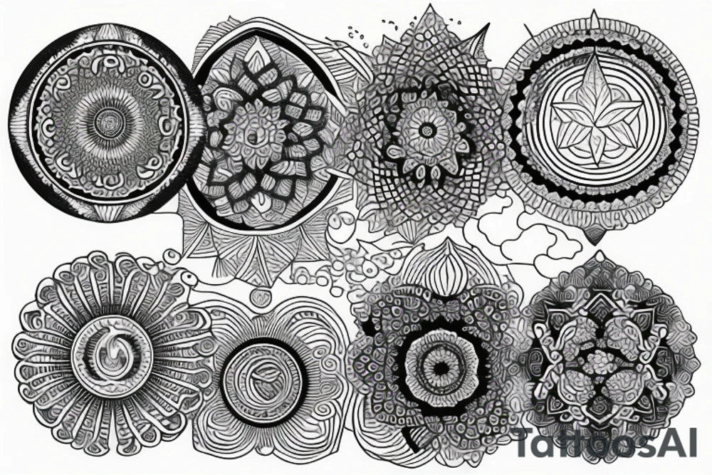 Earth, moon, waves mandala tattoo idea