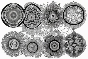 Earth, moon, waves mandala tattoo idea