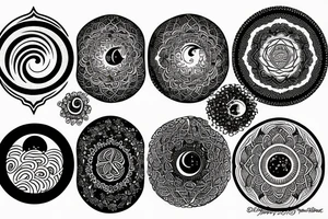 Earth, moon, waves mandala tattoo idea