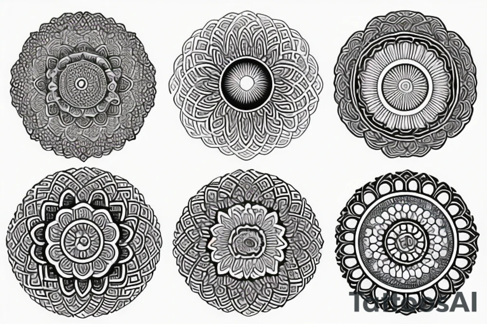 Earth, moon, waves mandala tattoo idea