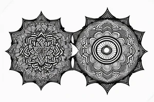 Earth, moon, waves mandala tattoo idea
