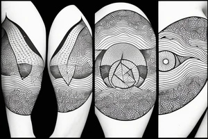 Geometric Earth, moon, waves, star tattoo idea
