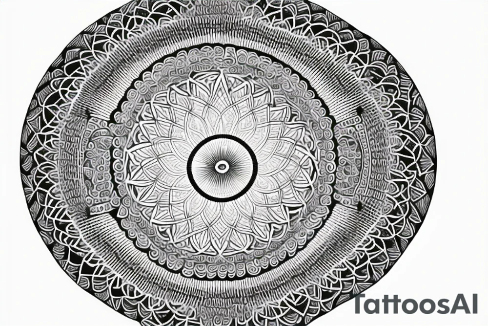 Mandala simple earth, moon, waves, star tattoo idea