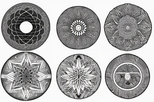 Mandala simple earth, moon, waves, star tattoo idea