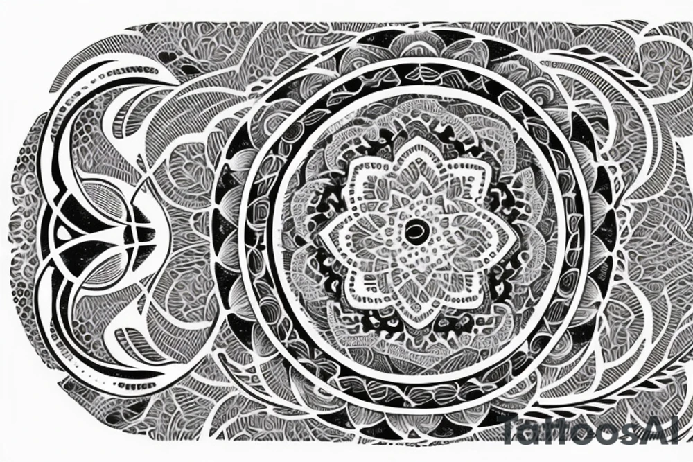 Flower mandala simple earth, moon, waves, star tattoo idea