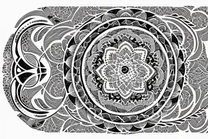 Flower mandala simple earth, moon, waves, star tattoo idea