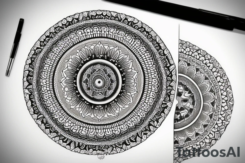 Mandala with pretty moon tattoo idea