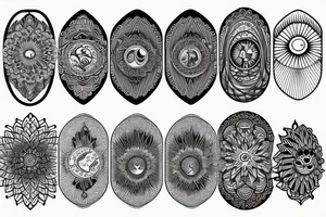 Moon, sun, earth, waves mandala tattoo idea