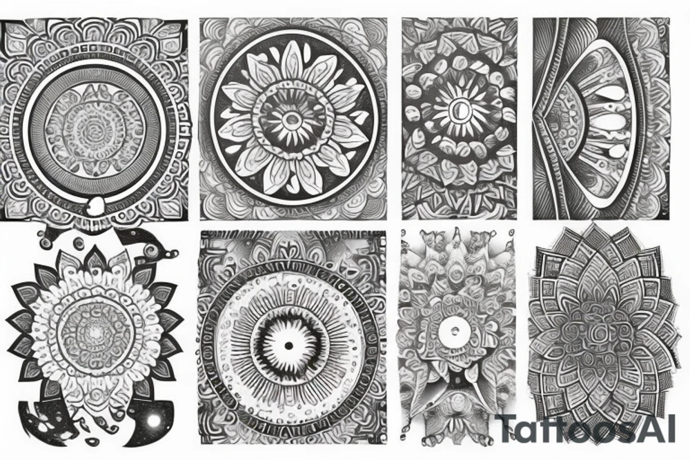 Mandala and moon tattoo idea