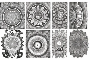 Mandala and moon tattoo idea