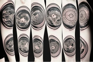 Spiritual moon, sun, waves, earth tattoo idea