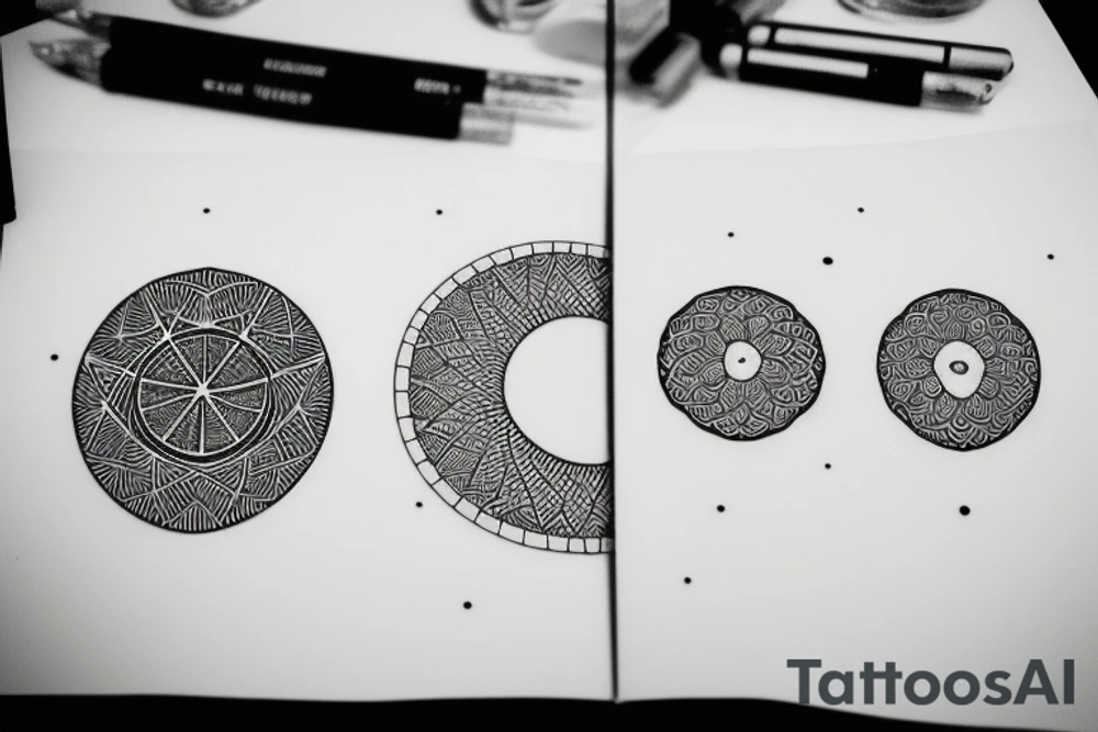 Dotwork geometric moon phases tattoo idea