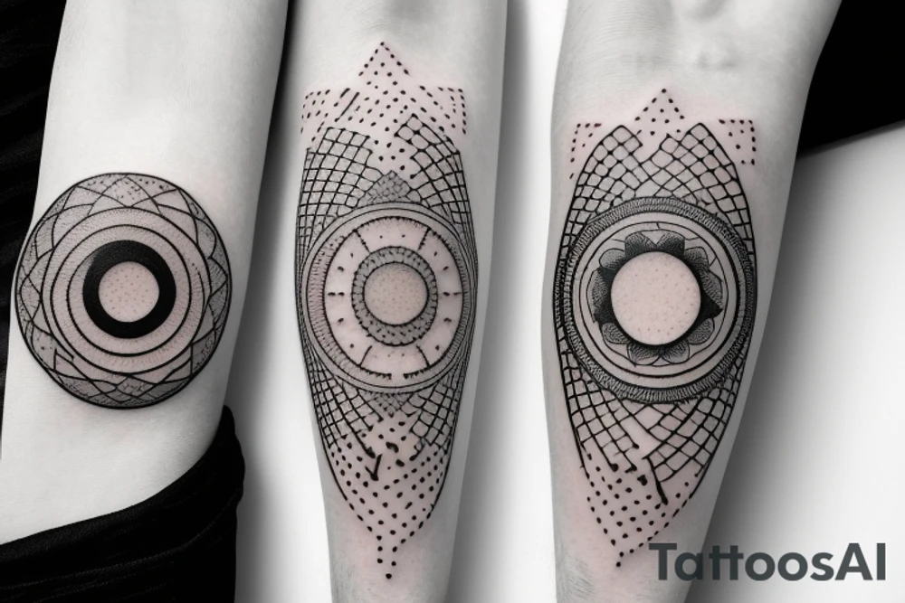 Dotwork geometric moon phases tattoo idea
