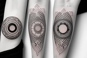 Dotwork geometric moon phases tattoo idea