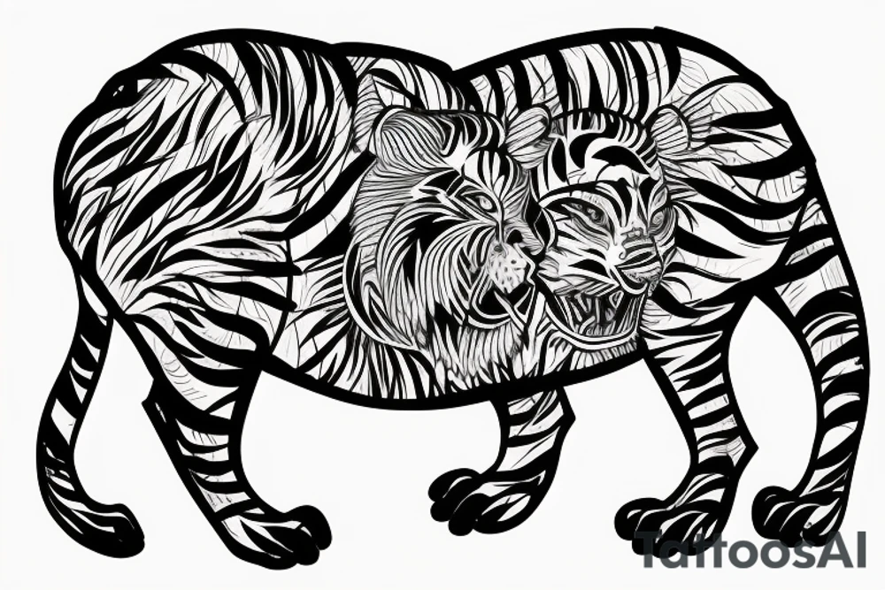 Full body tiger with bamboo in background full cover lower arm  Japanese style fillings flowers tattoo idea