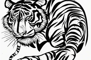 Running tiger with bamboo in background full cover tattoo idea