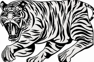 Running tiger with bamboo in background full cover tattoo idea