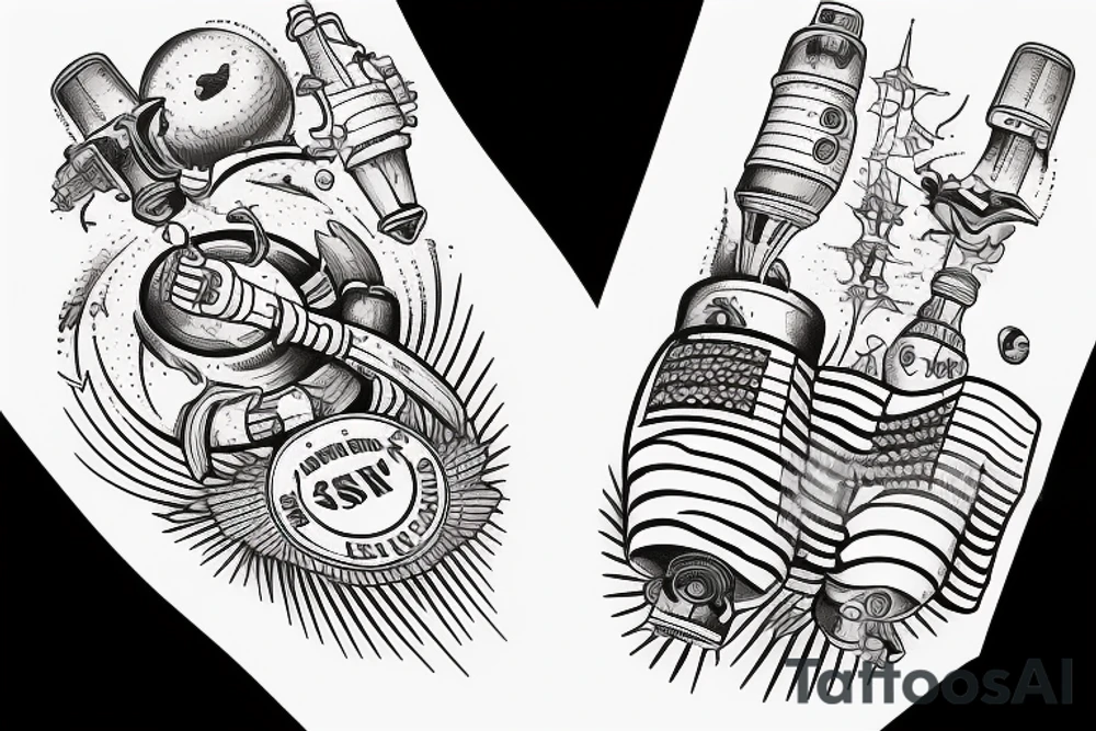 Us submarine and russian submarine shooting torpedoes at each other tattoo idea