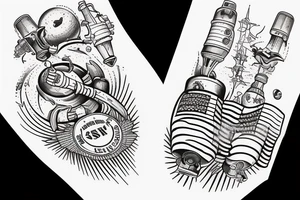 Us submarine and russian submarine shooting torpedoes at each other tattoo idea