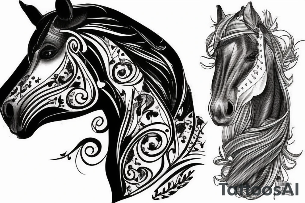 profile of a horse's face tattoo idea
