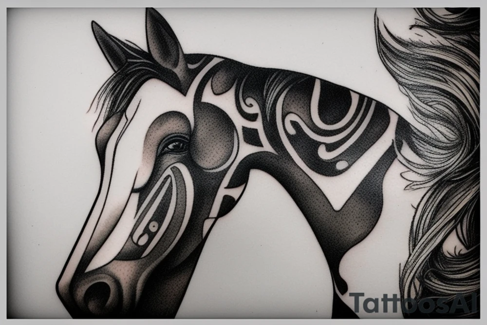 profile of a horse's face tattoo idea