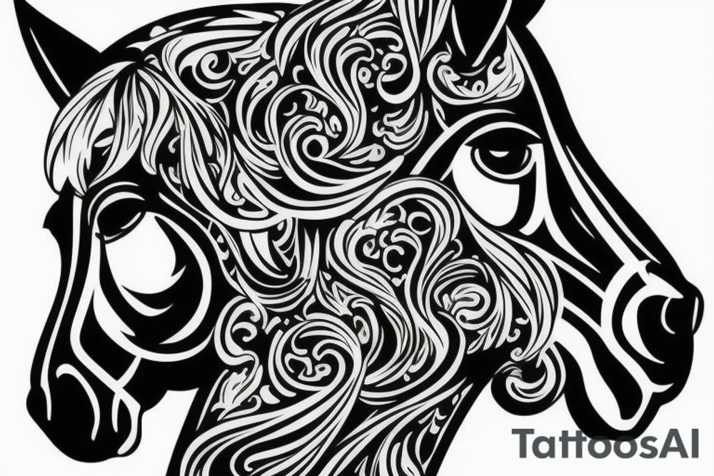 profile of a horse's face tattoo idea