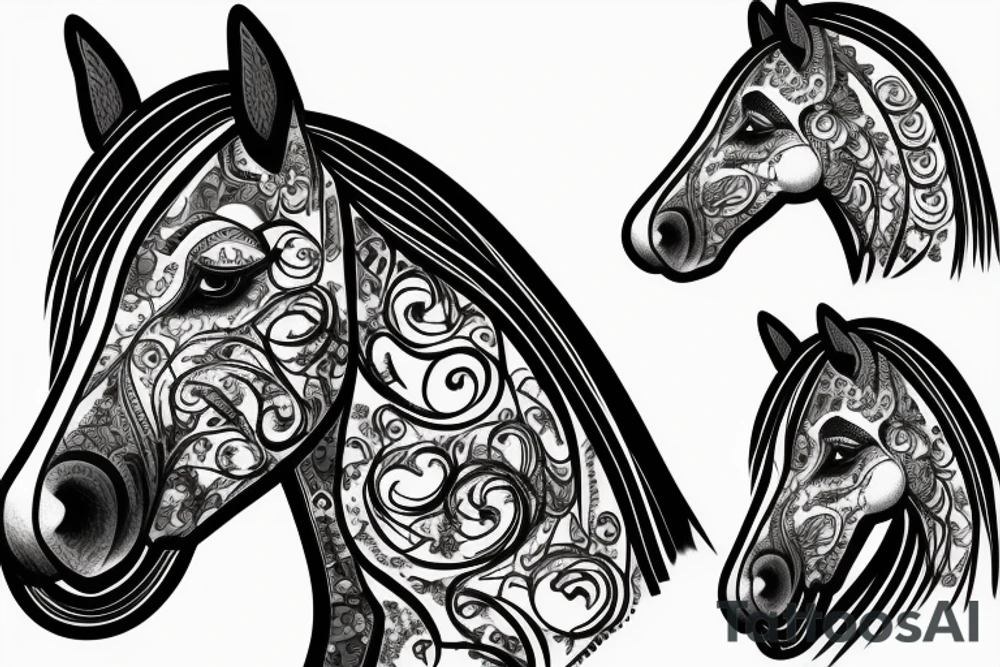 profile of a horse's face tattoo idea