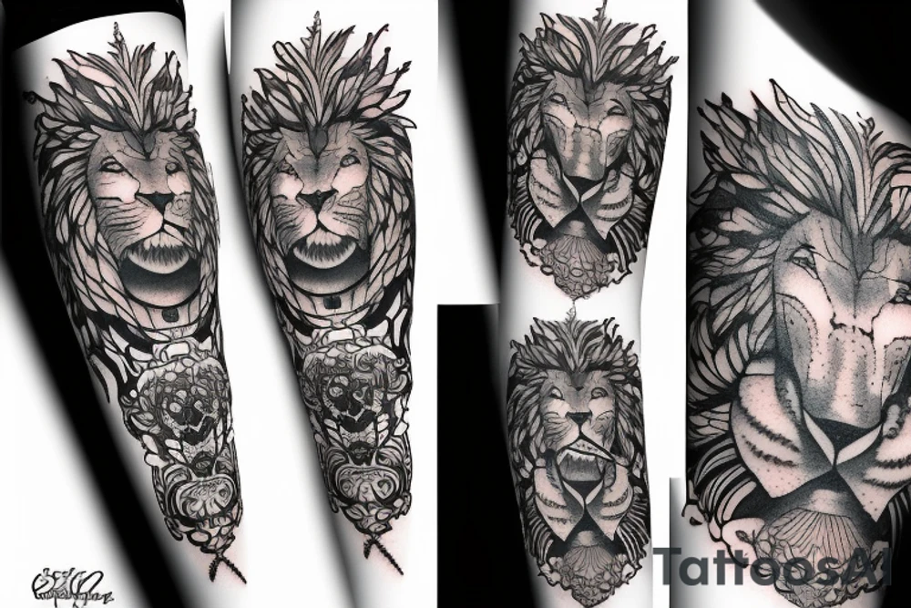 une tête de lion tattoo idea