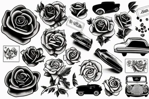 cars and rose tattoo idea